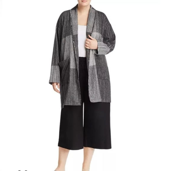Eileen Fisher 
Color-Block Shawl Collar Lagenlook Jacket One Size $258 - Picture 3 of 7